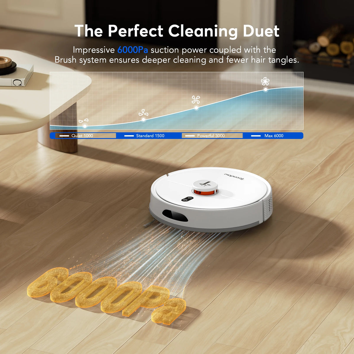 Teendow D20S Max+ Robot Vacuum Cleaner with LiDAR Smart Mapping, 6000Pa Suction, 150Min Runtime, Self-Charging & No-Go Zones