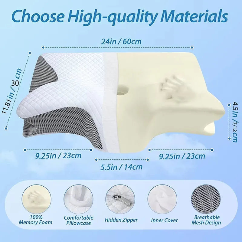 Sleep Memory Pillow Butterfly Memory Foam Neck Pillows Contoured Sleep For Neck Pain Relief Stomach Support Comfortable Pillow
