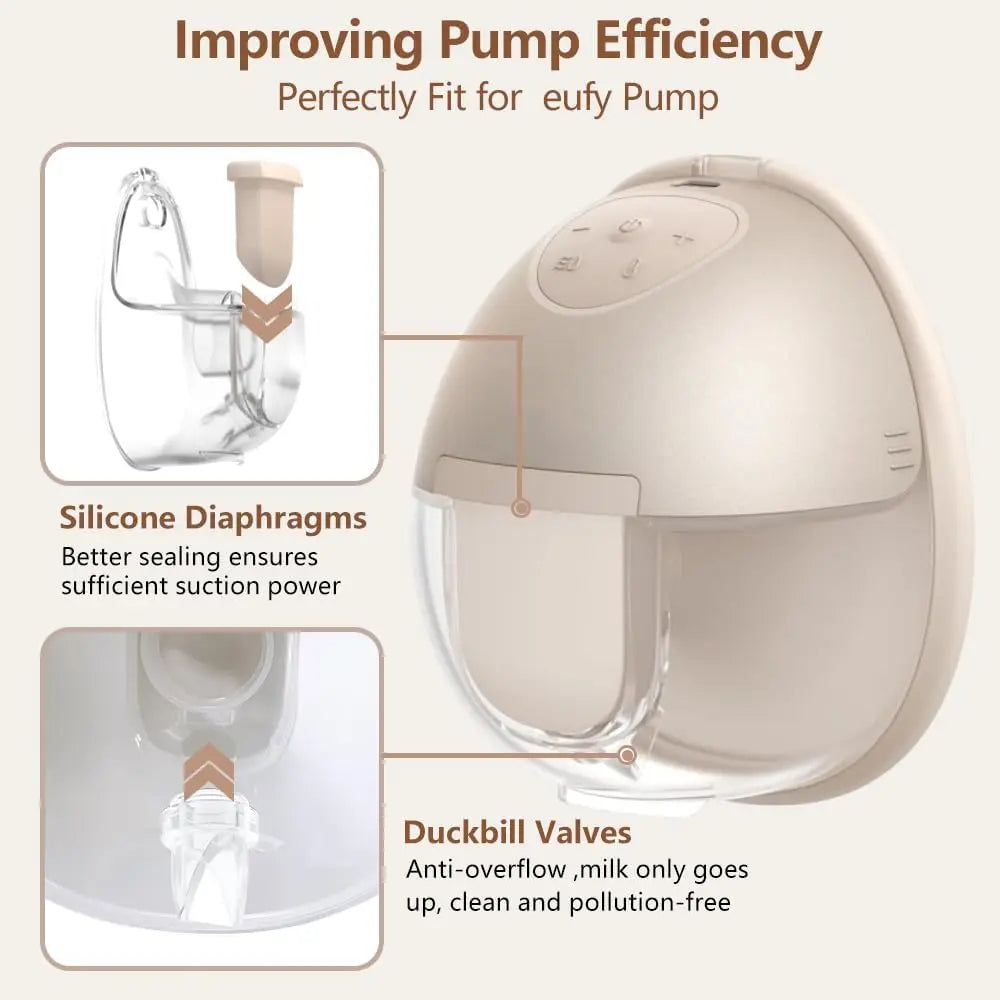 Breast Pump Parts, Duckbill Valves and Silicone Diaphragm Compatible with eufy S1 Pro/S1/E10/E20 Wearable Breast Pump