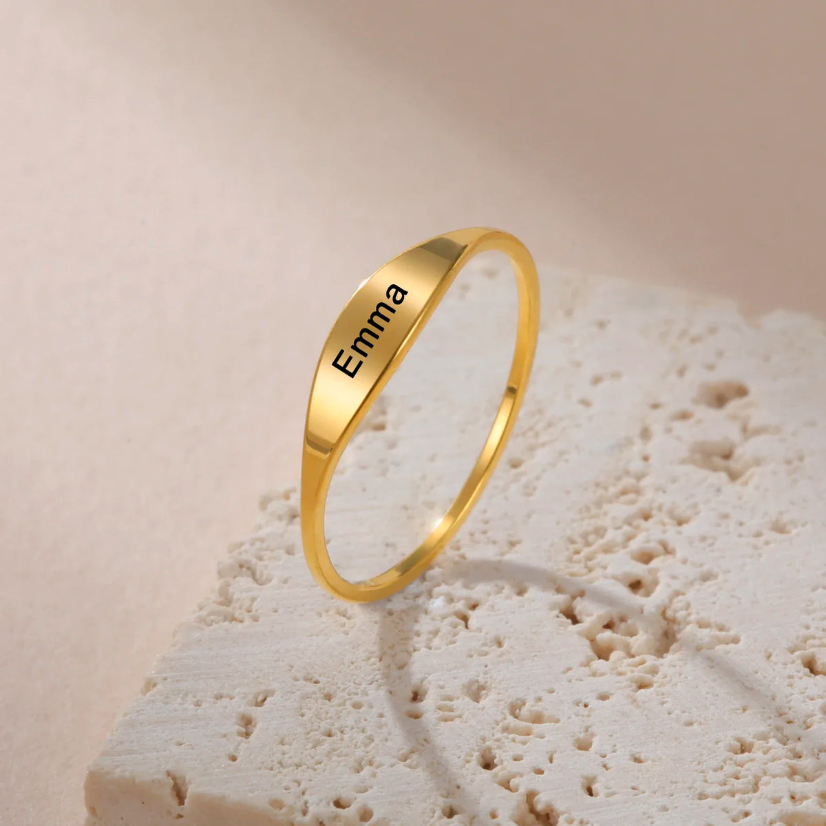 Cazador Personalized Name Rings for Women Stainless Steel Gold Color Custom Date Number Engraved Ring Jewelry Valentine Gift