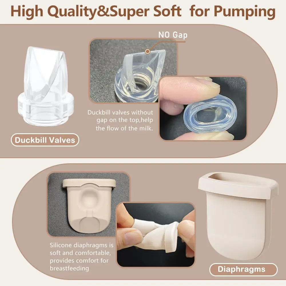 Breast Pump Parts, Duckbill Valves and Silicone Diaphragm Compatible with eufy S1 Pro/S1/E10/E20 Wearable Breast Pump