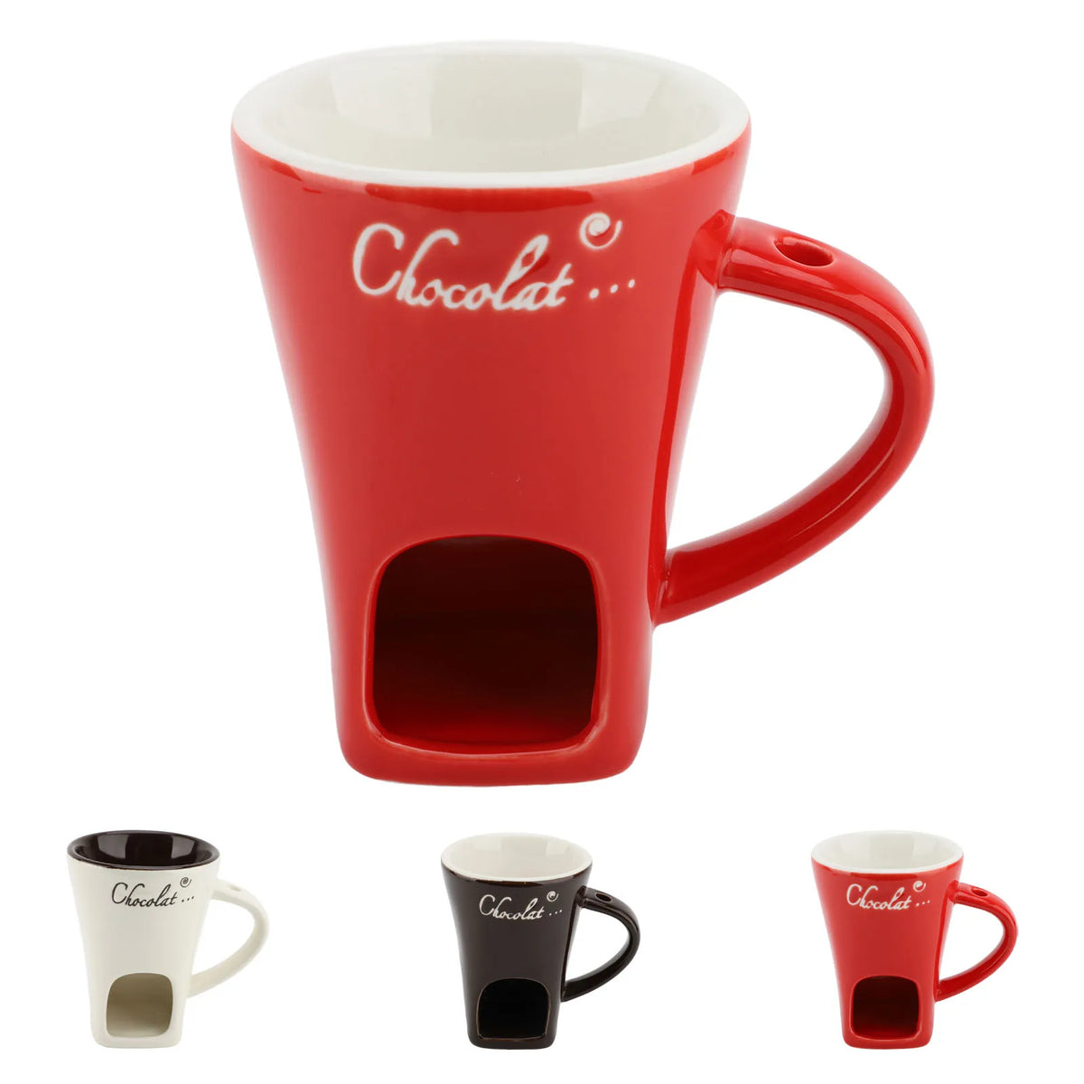 Chocolate Melting Fondue Mug Ceramic Butter Warmer Pot Chocolate Melting Supplies with Fork for Kitchen