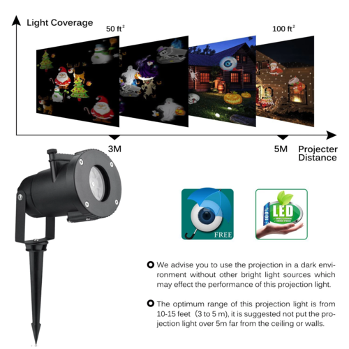 12 Pattern Waterproof Outdoor Christmas Snowflake Projector Lamp