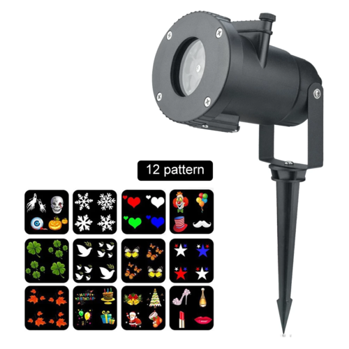 12 Pattern Waterproof Outdoor Christmas Snowflake Projector Lamp
