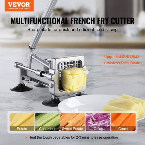 VEVOR French Fry Cutter, Potato Slicer with 1/2-Inch and 3/8-Inch
